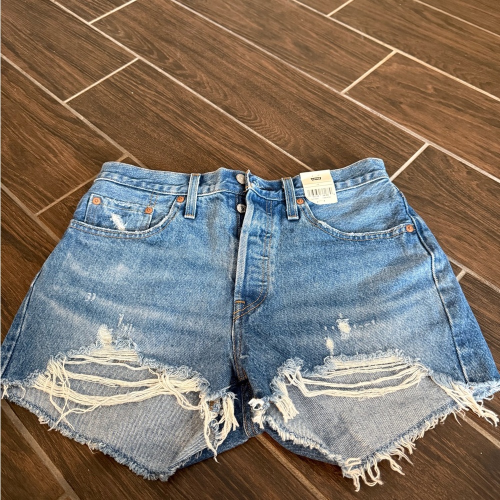 Levi's Light Blue Distressed Jean Shorts